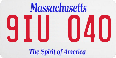 MA license plate 9IU040