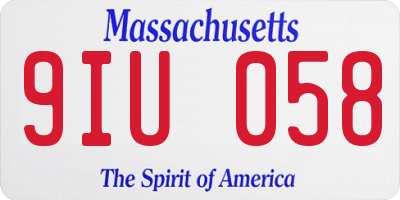MA license plate 9IU058