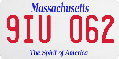 MA license plate 9IU062