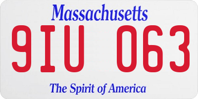 MA license plate 9IU063