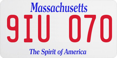 MA license plate 9IU070