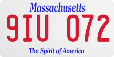 MA license plate 9IU072