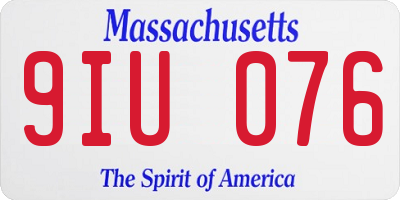 MA license plate 9IU076
