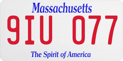 MA license plate 9IU077