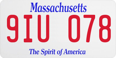 MA license plate 9IU078