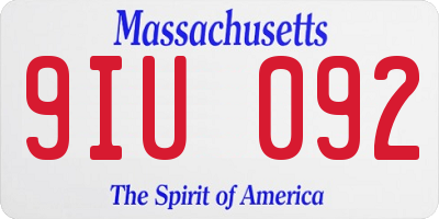 MA license plate 9IU092