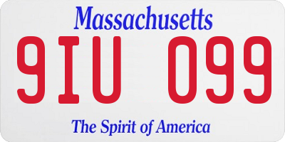 MA license plate 9IU099