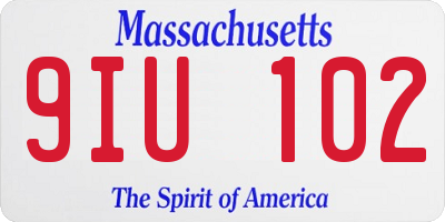 MA license plate 9IU102