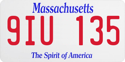 MA license plate 9IU135