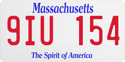 MA license plate 9IU154