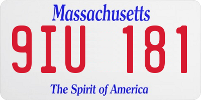 MA license plate 9IU181