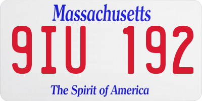 MA license plate 9IU192