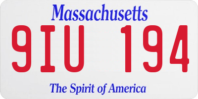 MA license plate 9IU194