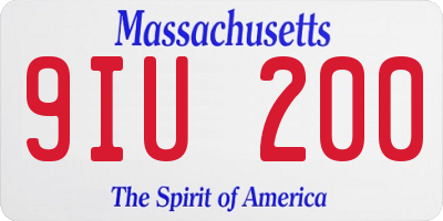 MA license plate 9IU200