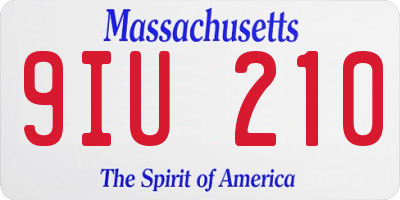 MA license plate 9IU210