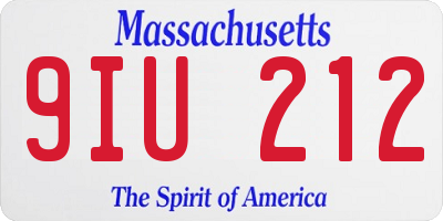 MA license plate 9IU212