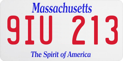 MA license plate 9IU213