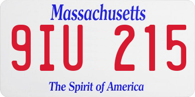 MA license plate 9IU215