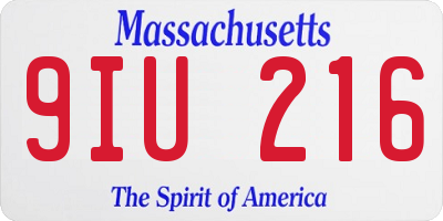 MA license plate 9IU216