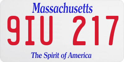 MA license plate 9IU217