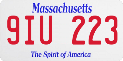 MA license plate 9IU223