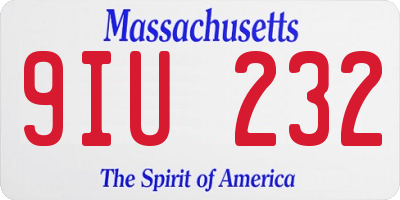MA license plate 9IU232