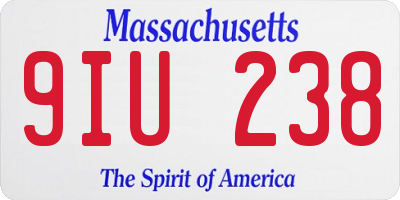 MA license plate 9IU238