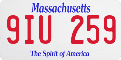 MA license plate 9IU259