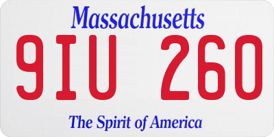 MA license plate 9IU260