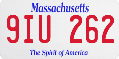 MA license plate 9IU262
