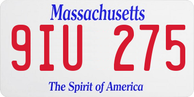 MA license plate 9IU275
