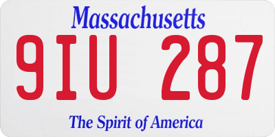 MA license plate 9IU287