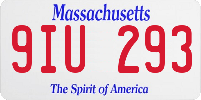 MA license plate 9IU293