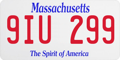 MA license plate 9IU299
