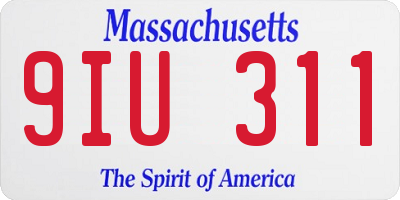 MA license plate 9IU311