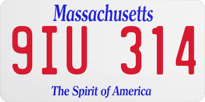 MA license plate 9IU314
