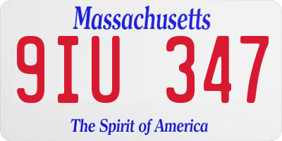 MA license plate 9IU347