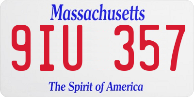 MA license plate 9IU357