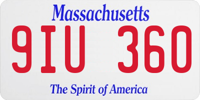 MA license plate 9IU360