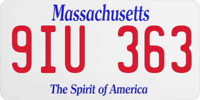 MA license plate 9IU363