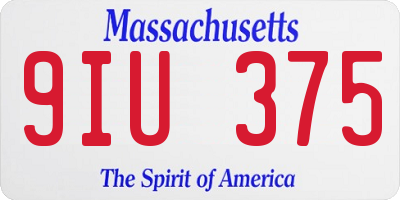 MA license plate 9IU375