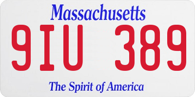 MA license plate 9IU389