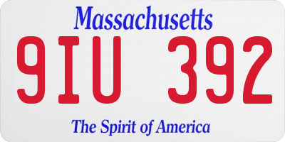 MA license plate 9IU392