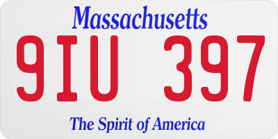 MA license plate 9IU397