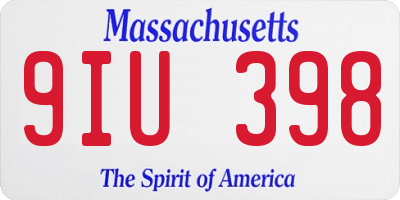 MA license plate 9IU398
