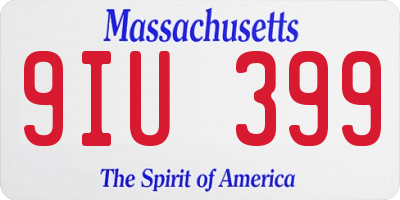 MA license plate 9IU399