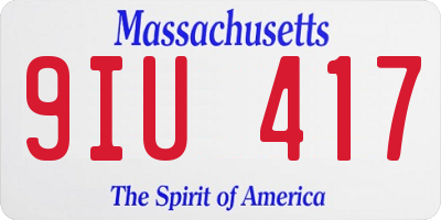 MA license plate 9IU417