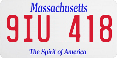 MA license plate 9IU418