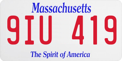 MA license plate 9IU419