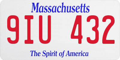 MA license plate 9IU432